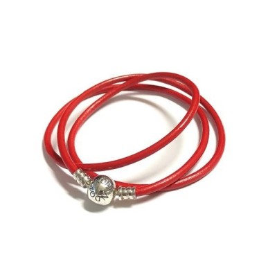 Bracciale doppio giro cuoio rosso [c6f0ddb4]
