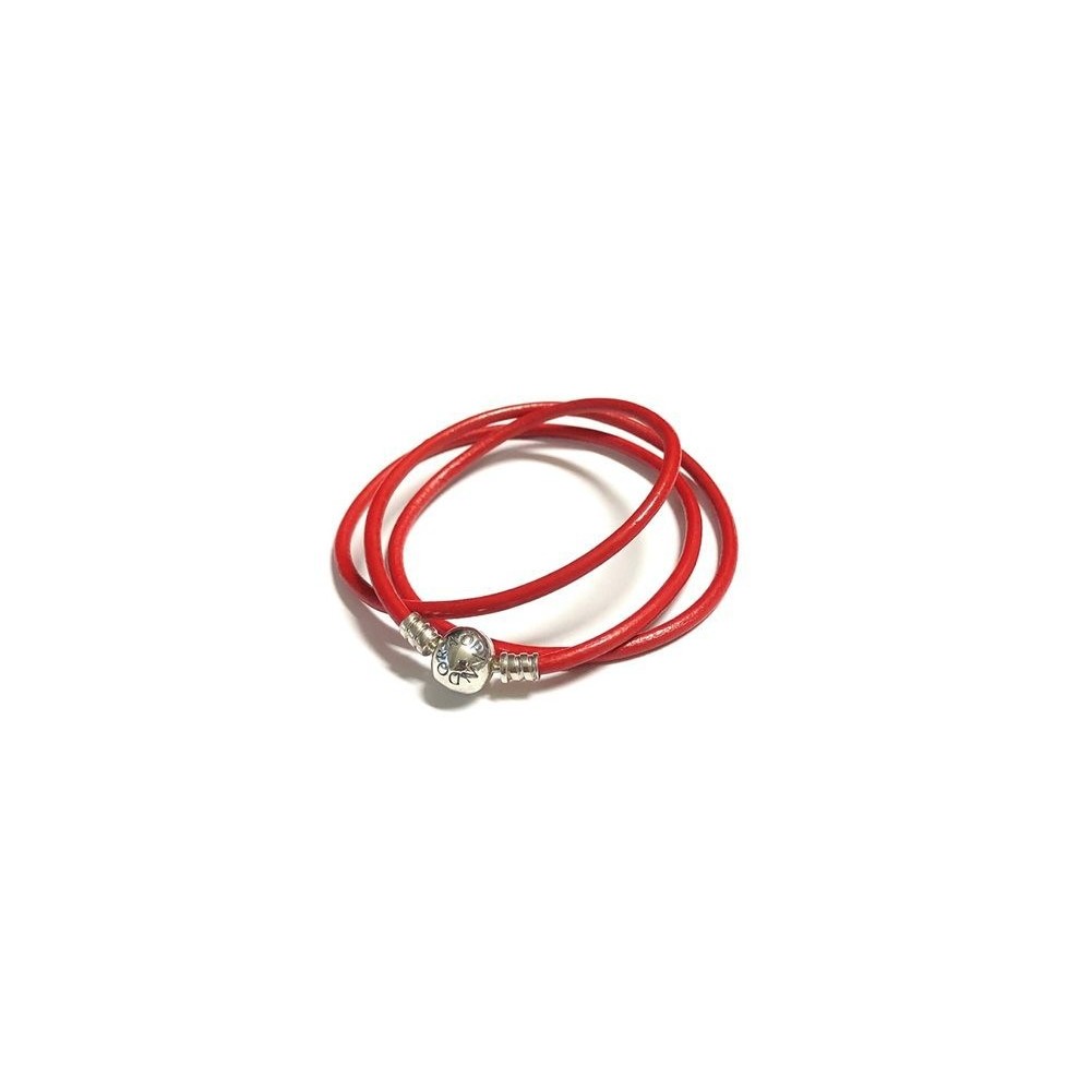 Bracciale doppio giro cuoio rosso [c6f0ddb4]