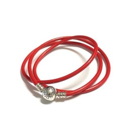 Bracciale doppio giro cuoio rosso [c6f0ddb4]