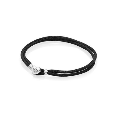 Bracciali multifilo tessuto nero chiusura cuore [6bd313bf]