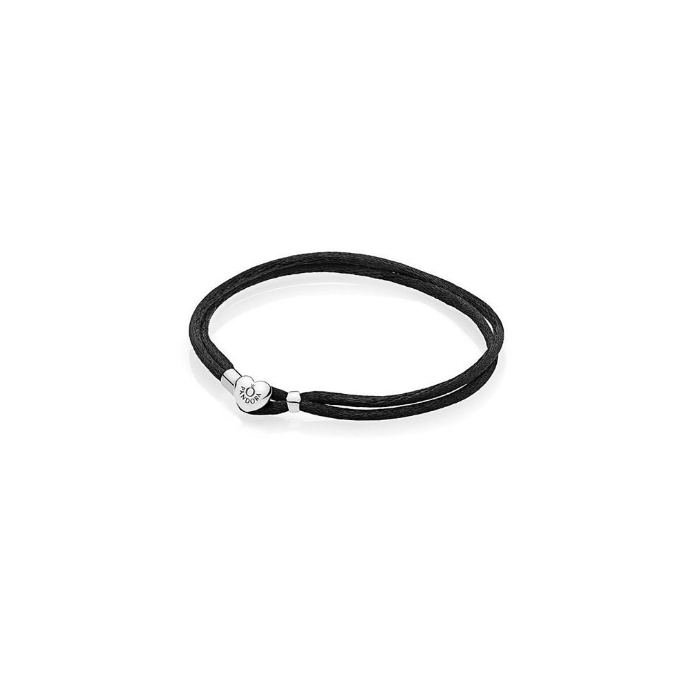 Bracciali multifilo tessuto nero chiusura cuore [6bd313bf]