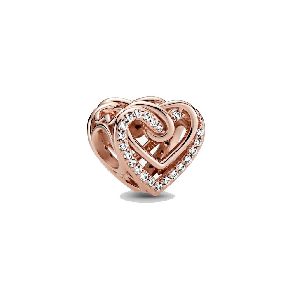 charm cuori intrecciate con pietre [d008a289]