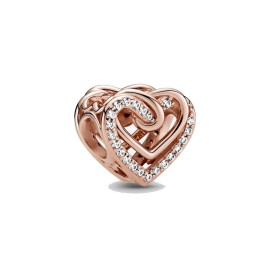 charm cuori intrecciate con pietre [d008a289]