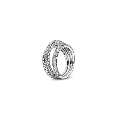 Anello Tripla Fascia Pavé Maglia Snake [9d0ad319]