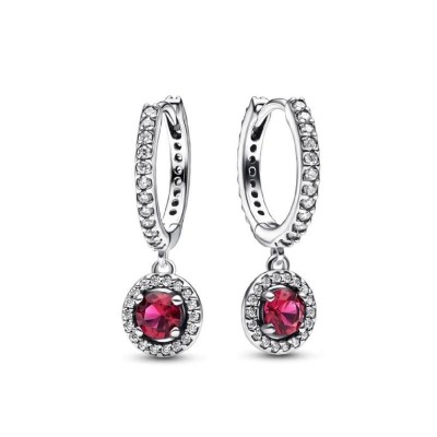 Orecchini Pandora  cerchi pavè e pietre rosse 292379C01 [ca96164f]