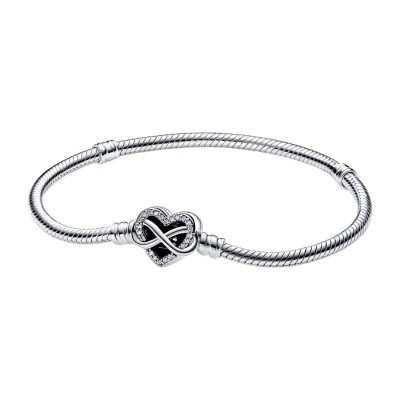 Bracciale Pandora Moments con chiusura a cuore e infinito con pietre luminose 592645C01 [83f3e346]