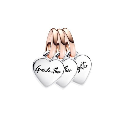 Charm Pandora triplo pendente bicolore Family Generation of Hearts 782648C00 [f7f837f1]
