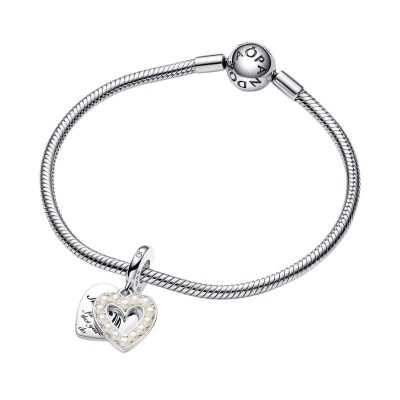 Charm Pandora Moments doppio ciondolo con perle 792649C01 [64baa495]