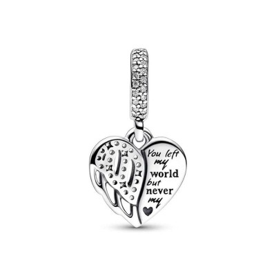 Charm Pandora Moments cuore pendente con ali d'angelo 792646C01 [045162f6]