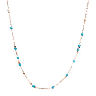 Collana Dodo mini granelli in oro rosa 9K e ceramica azzurra DCC1008-GRANX-CTU9R [9a49a740]