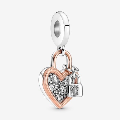 Charm Lucchetto e cuore Rosè Gold [e918e55f]