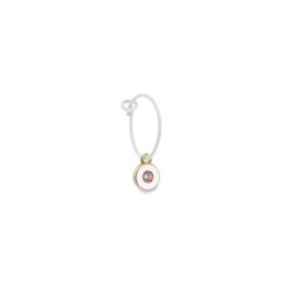Mono orecchino Rue des mille a cerchio bianco con pendente tondo in oro 18kt e diamanti 18K-ORDV 10 [37542be2]