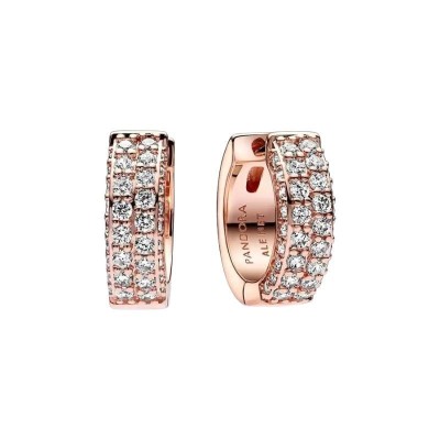 Orecchini Pandora con pavè fascia doppia rosè 282622C01 [29057daa]