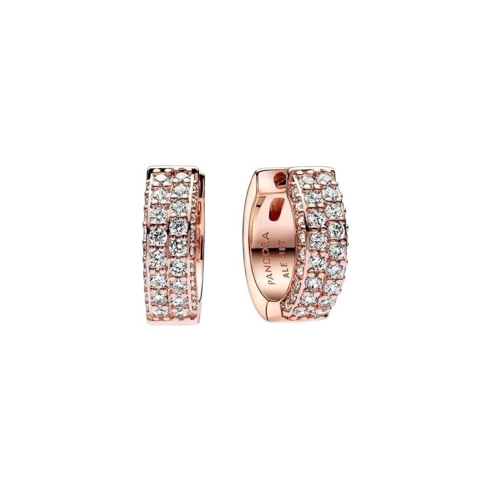 Orecchini Pandora con pavè fascia doppia rosè 282622C01 [29057daa]