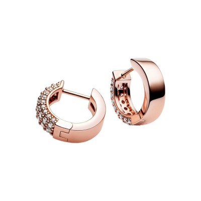 Orecchini Pandora con pavè fascia doppia rosè 282622C01 [f0233ea7]