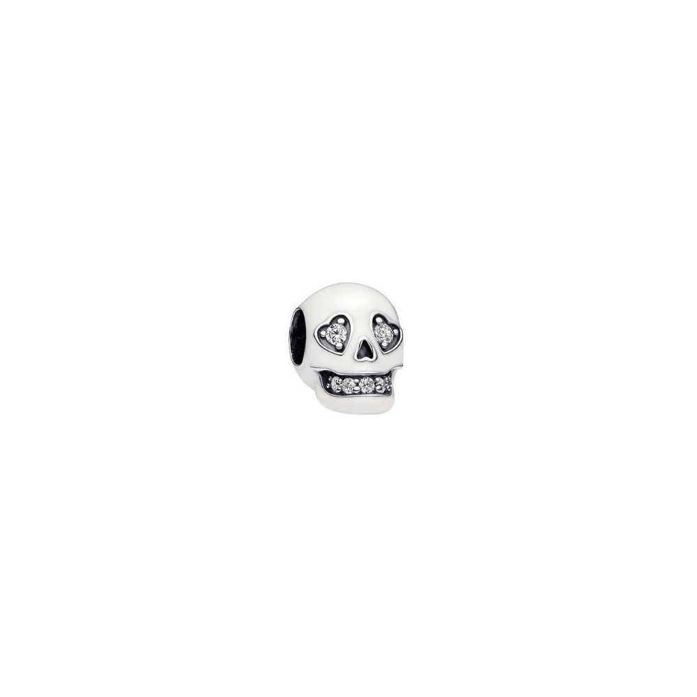 Charm Pandora teschio con smalto bianco e zirconi 792811C01 [43b39c1f]