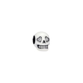 Charm Pandora teschio con smalto bianco e zirconi 792811C01 [43b39c1f]