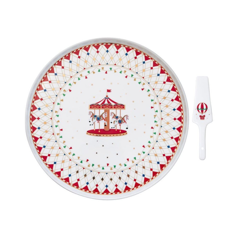 Piatto torta  con paletta CHRISTMAS WONDERLAND EasyLife R1112 CHWO [530b2a25]