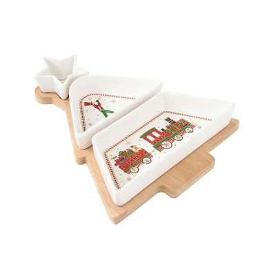 Set aperitivo con 3 ciotoline e vassoio in bamboo POLAR EXPRESS  EasyLife R2190EXPR [a920c777]