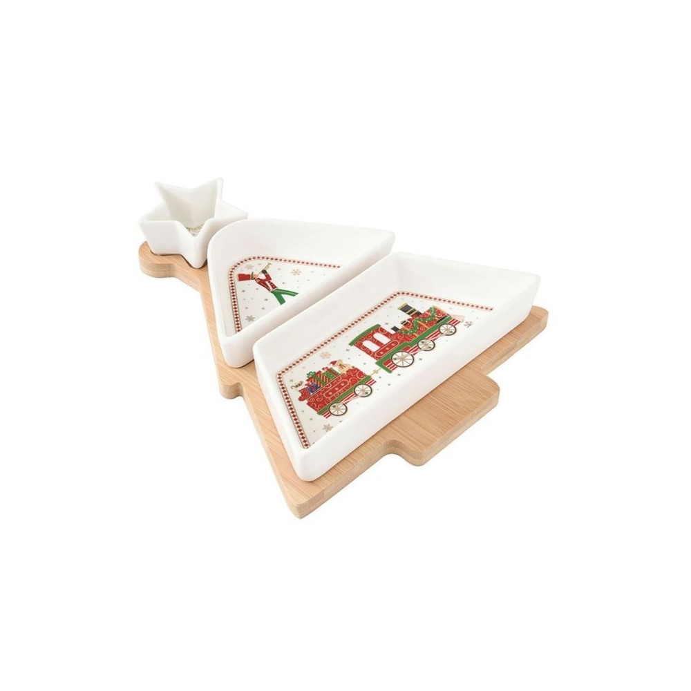 Set aperitivo con 3 ciotoline e vassoio in bamboo POLAR EXPRESS  EasyLife R2190EXPR [a920c777]