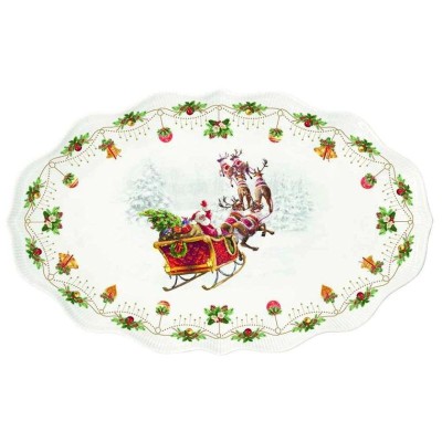 Life Vassoio Ovale in Porcellana Babbo Natale  Nostalgic Christmas  EasyLife  R2786NOCH [1ebaaaab]