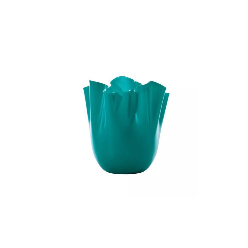 Vaso Venini Fazzoletto Verde Paraiba Sabbiato Grande   700.00 VE/LA/VE [ba60d02c]