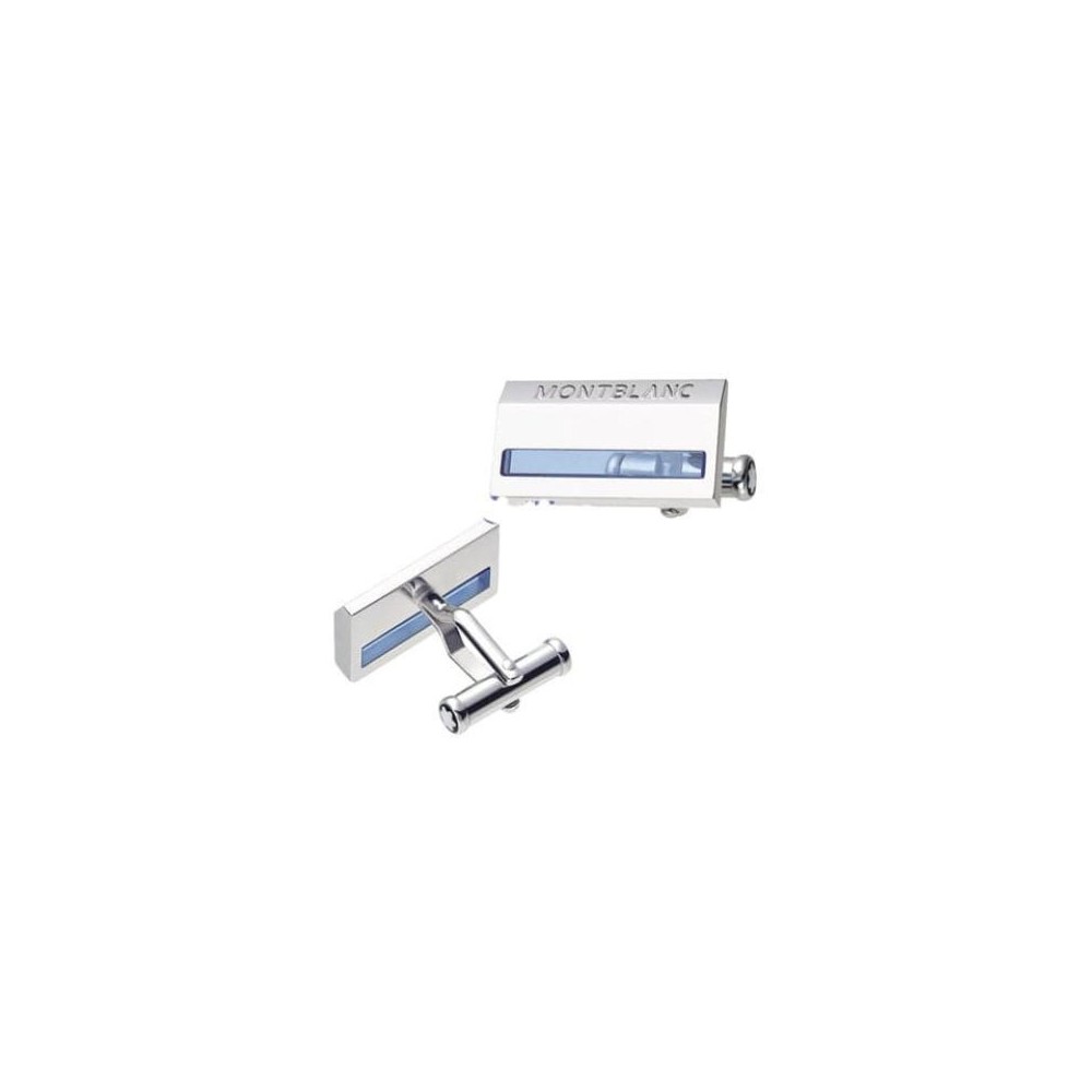 Gemelli silver rettangolari blu Montblanc 38086 [de96f4b4]