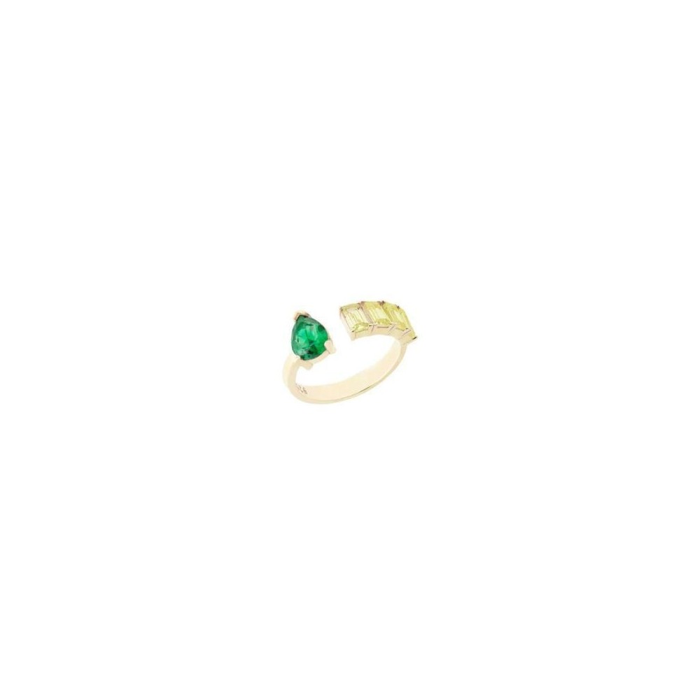 ANELLO BAGUETTE GIALLE E GOCCIA VERDE AN0093GGV [ad011e60]