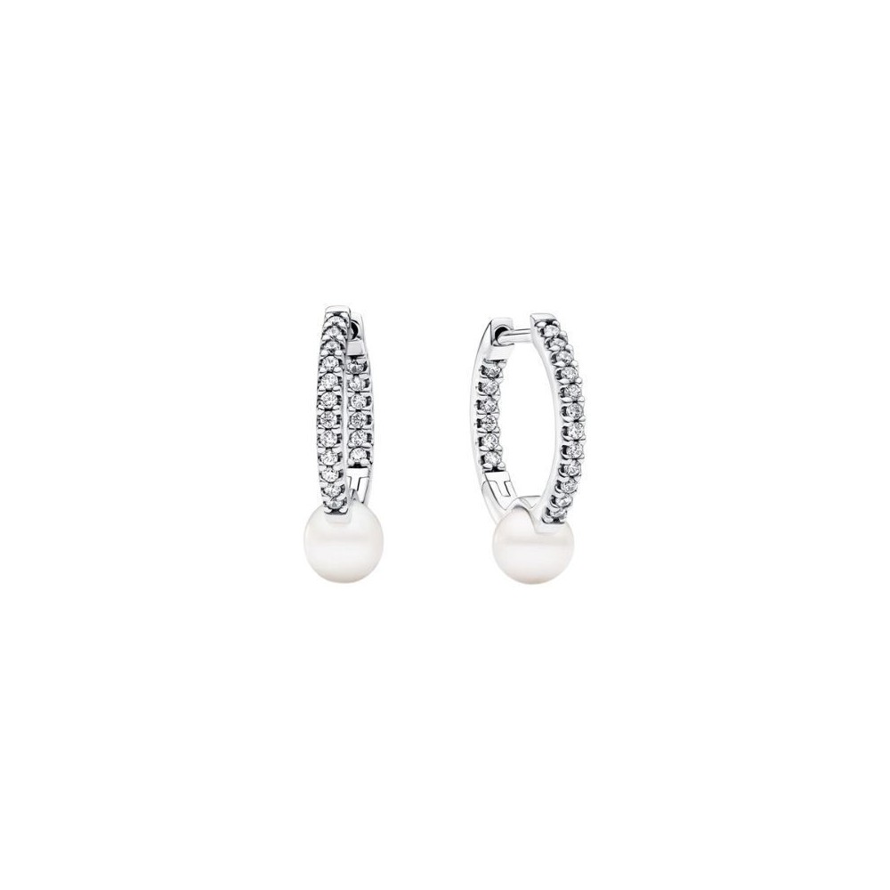 Orecchini Cerchi con Perle d’Acqua Dolce Coltivate e Pavè 293171C01 [c26df837]