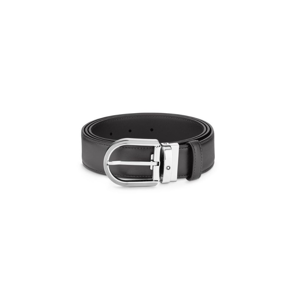 MONTBLANC CINTURA IN PELLE GRIGIA CON FIBBIA A FERRO DI CAVALLO 129437 [11328715]