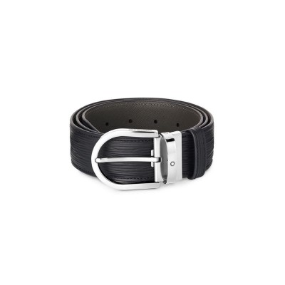 MONTBLANC CINTURA IN PELLE NERA CON FIBBIA A FERRO DI CAVALLO REF. 131172 [042aa719]