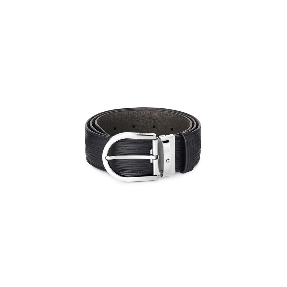 MONTBLANC CINTURA IN PELLE NERA CON FIBBIA A FERRO DI CAVALLO REF. 131172 [042aa719]