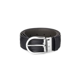 MONTBLANC CINTURA IN PELLE NERA CON FIBBIA A FERRO DI CAVALLO REF. 131172 [042aa719]