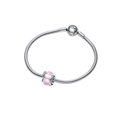 Charm Vetro di Murano Rosa e Cerchi Pandora 793241C00 [a39d07fd]