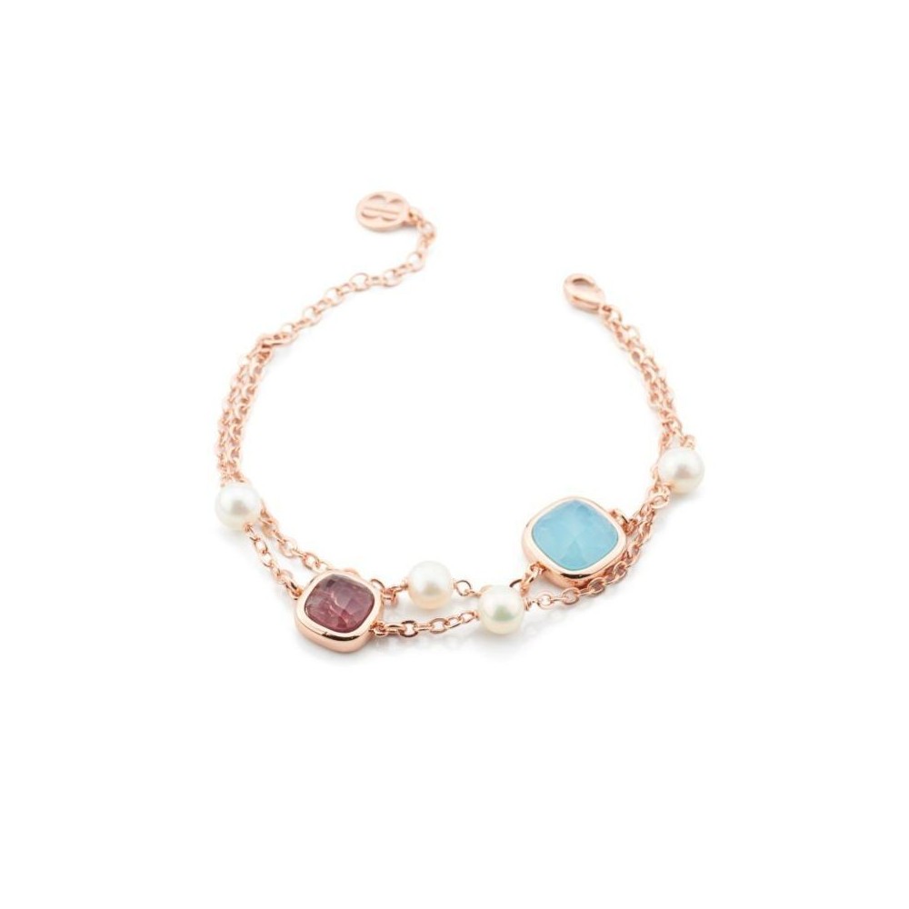 Bracciale placcato oro rosa con cristalli tormalina rosa e acquamarina e perle naturali Boccadamo XB1013R [bee6ab90]