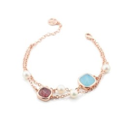 Bracciale placcato oro rosa con cristalli tormalina rosa e acquamarina e perle naturali Boccadamo XB1013R [bee6ab90]