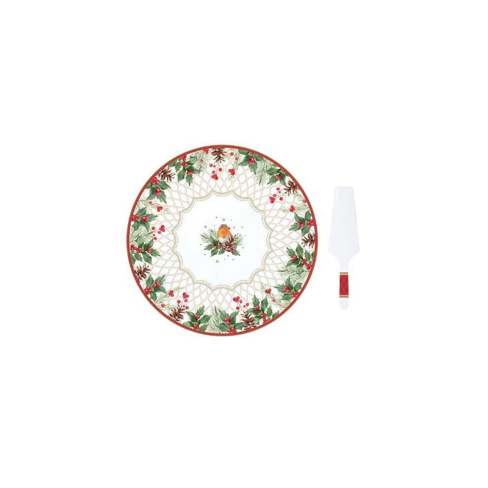 Piatto torta con paletta CHRISTMAS BERRIES EasyLife R1112 CHBE [f417ac7c]