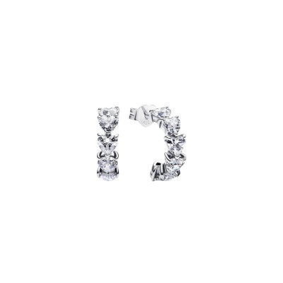 Orecchini Cerchi Aperti Fascia Cuori Pandora 293657C01 [8c628456]