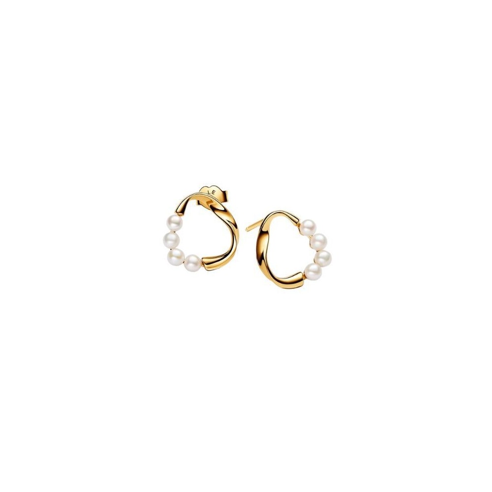 Orecchini Linea Sinuosa Circolare con Perle d'Acqua Dolce Coltivate Pandora 263276C01 [35399617]