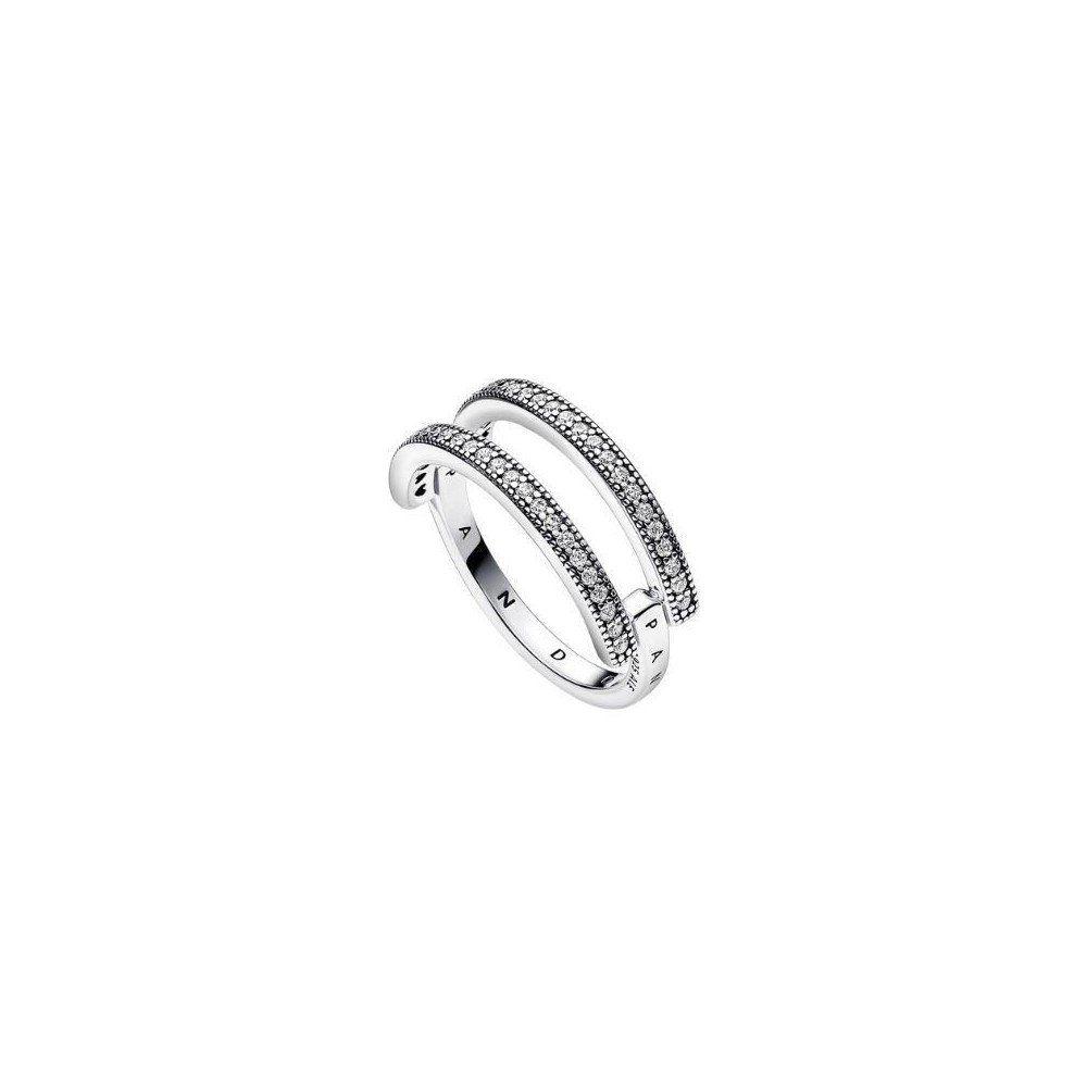 Anello Pandora Doppia Fascia Logo e Pavè 192779C01 [3fe72160]