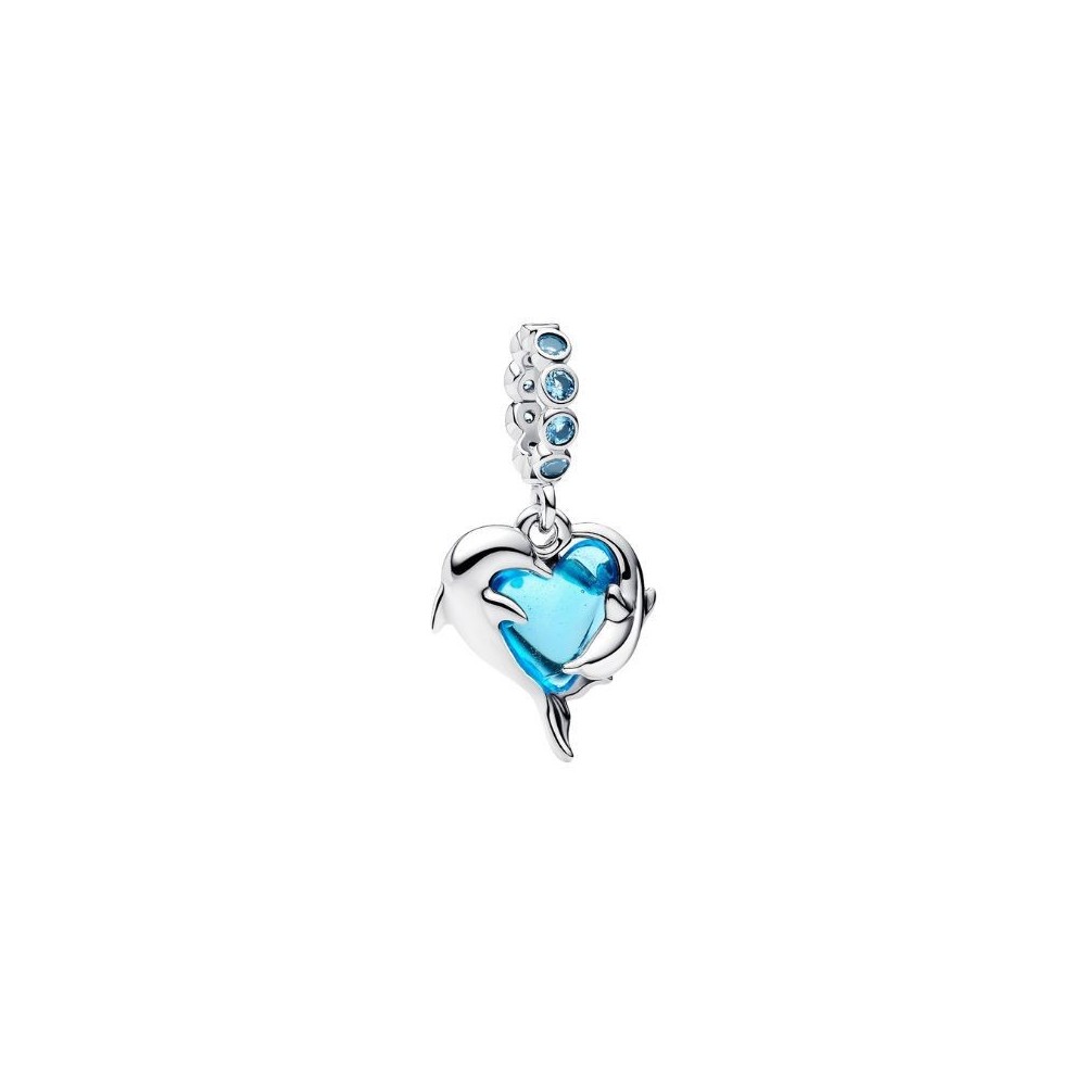 Charm Delfini a Cuore Vetro di Murano Pandora 793924C01 [c9c6544d]