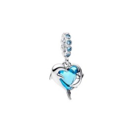 Charm Delfini a Cuore Vetro di Murano Pandora 793924C01 [c9c6544d]