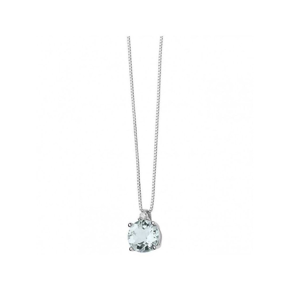 Girocollo Comete oro bianco con acqua marina GLB1383 [3dc0729d]