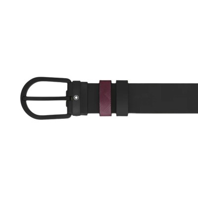 Cintura reversibile 30 mm in pelle cassis/nera con fibbia a ferro di cavallo Montblanc [871b3f2a]