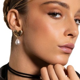 Coppia di orecchini Cuore Bold Perle Rue Des Mille OR-033 M3 AU [8674ab57]