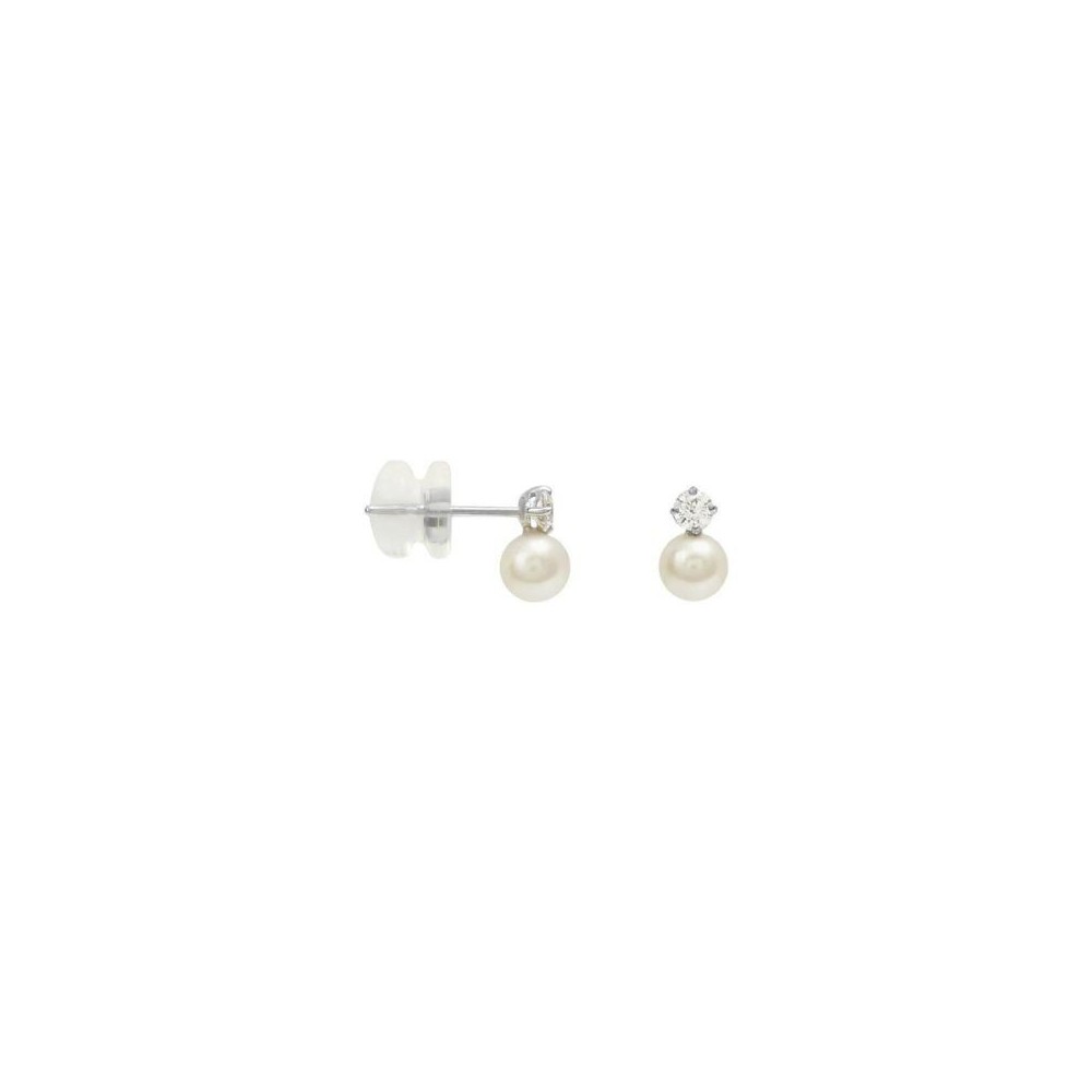 Orecchini Lobo Bon Ton Oro Bianco Perla D'Acqua Dolce Cubic Zirconia Stroili [030a5b6e]