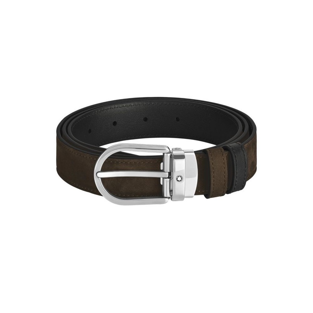 Montblanc Cintura Reversibile Horseshoe 30 mm in Suede 220977 [215b69aa]