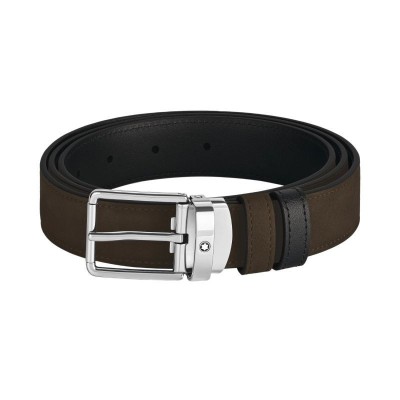 Cintura reversibile in pelle marrone e nera da 30 mm con fibbia Everyday Montblanc 221006 [a6f7b1ab]