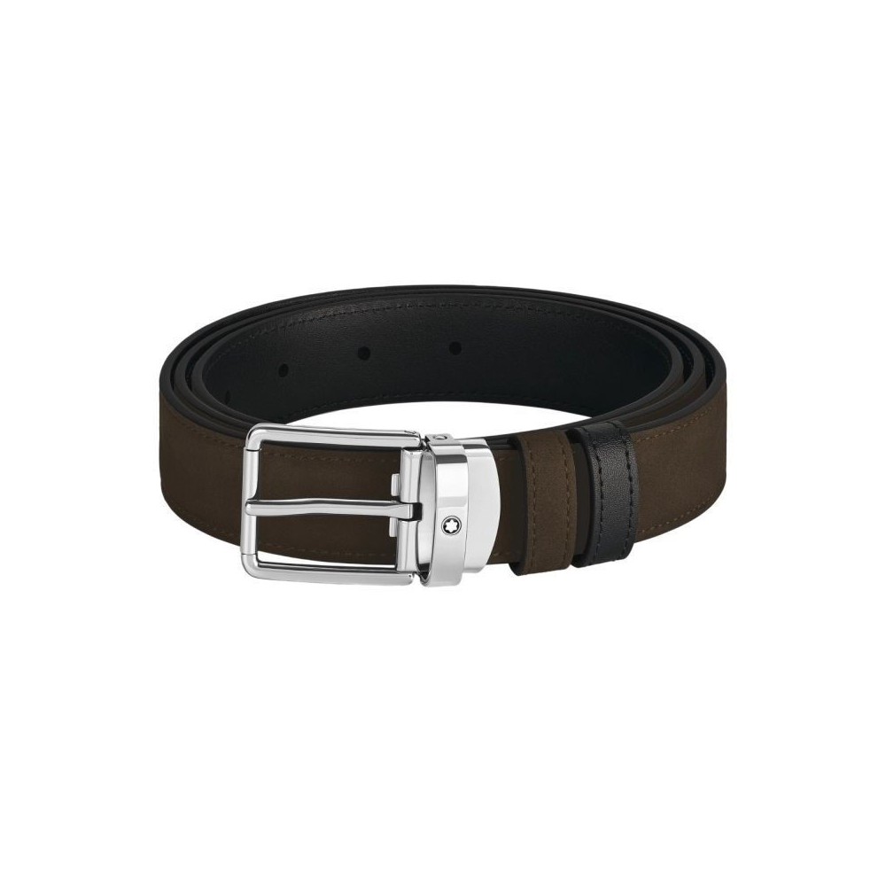 Cintura reversibile in pelle marrone e nera da 30 mm con fibbia Everyday Montblanc 221006 [a6f7b1ab]