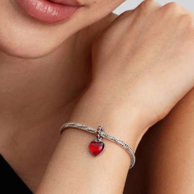 Charm Pendente Doppio Cuore Vetro di Murano Rosso Pandora 794429C01 [2c632a5b]